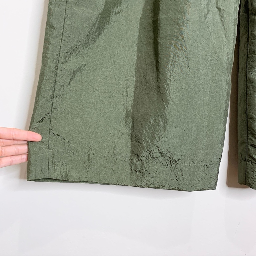 Tibi Stella Crispy Nylon Pleated Cargo Pant (Sz 12 Hemmed) Wide Leg Army Green - Picture 10 of 16